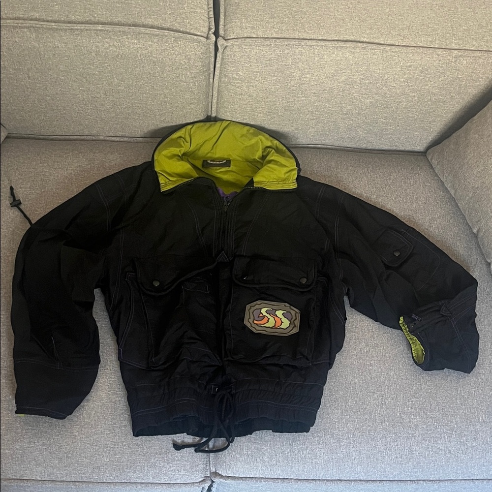 Vintage Retro Black and Green Jacket